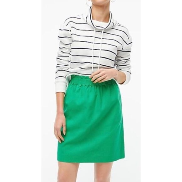 J. Crew Skirt 2 Women's Green Linen Blend Pull On Stretch Waist City Straight - Picture 1 of 9